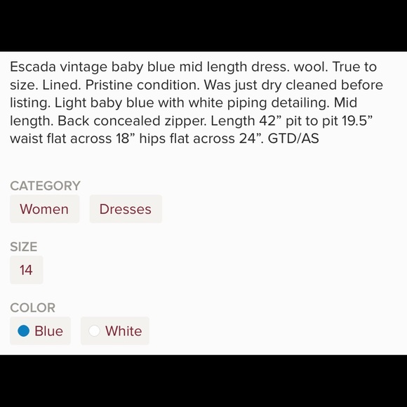 Escada Baby Blue Dress - Picture 5 of 5